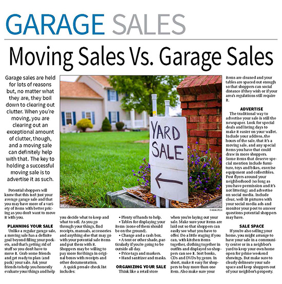 Garage Sale Page — January 24, 2022