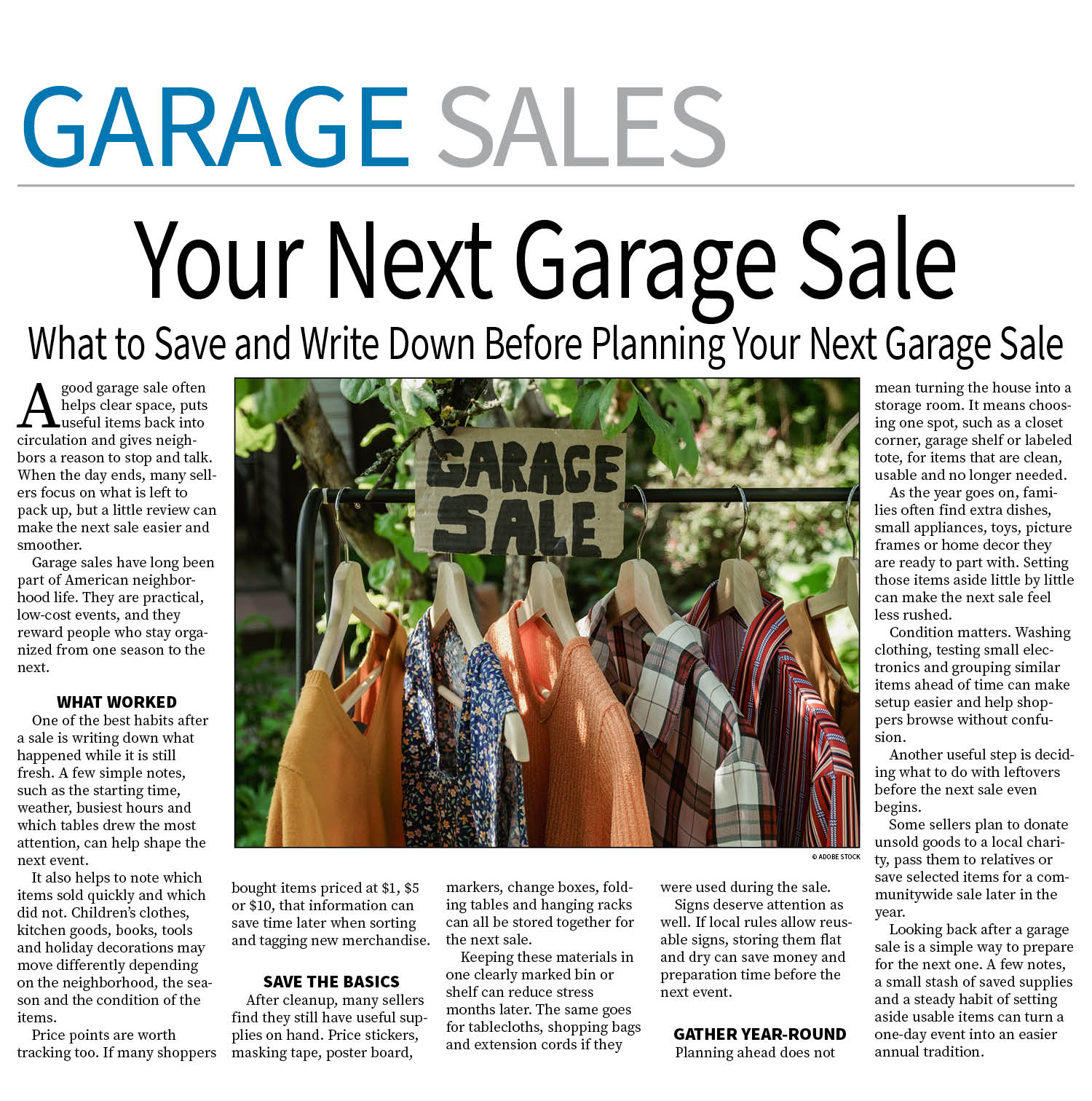 Garage Sale Page — August 24, 2026